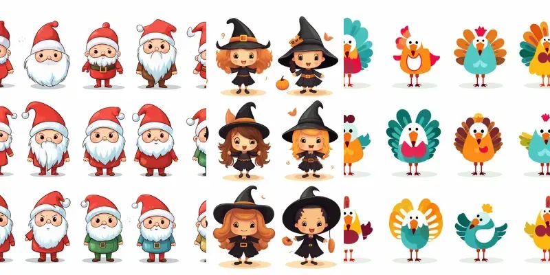 Cute Little Character Icons Vectors generated by undefined