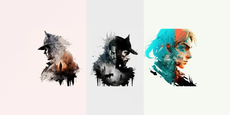 Overlapping Ink Character Arts generated by undefined