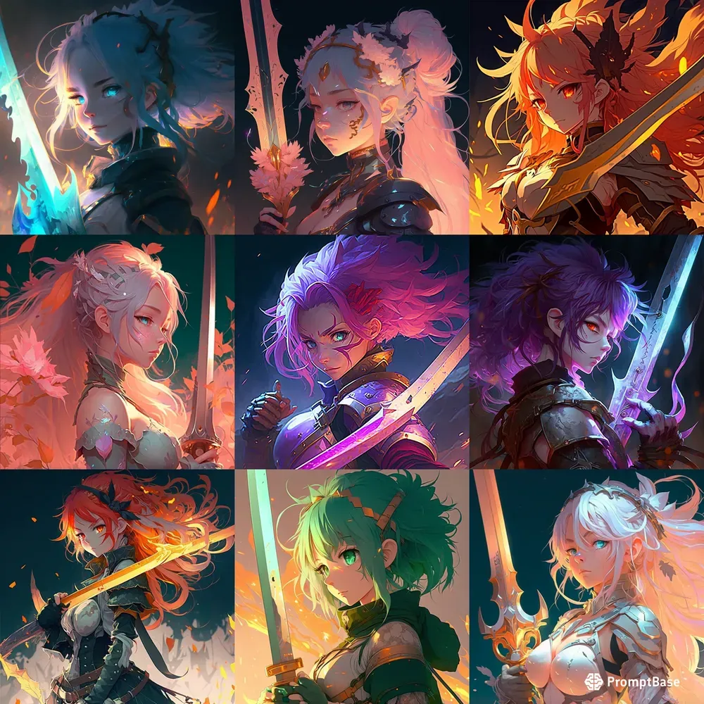 Sword Anime Girls Character Concept Art
