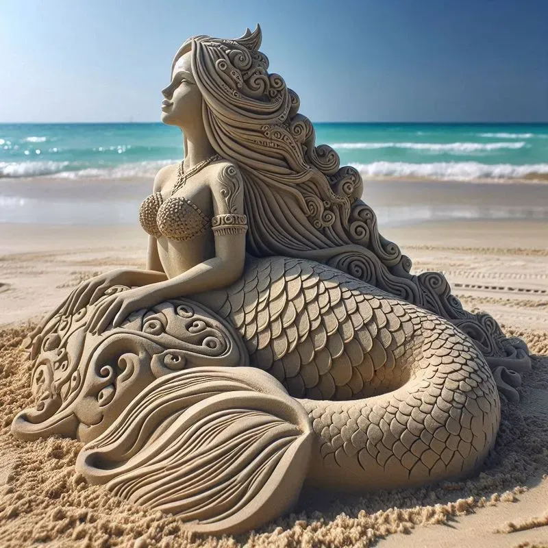 Mythical Sand Sculptures On The Beach