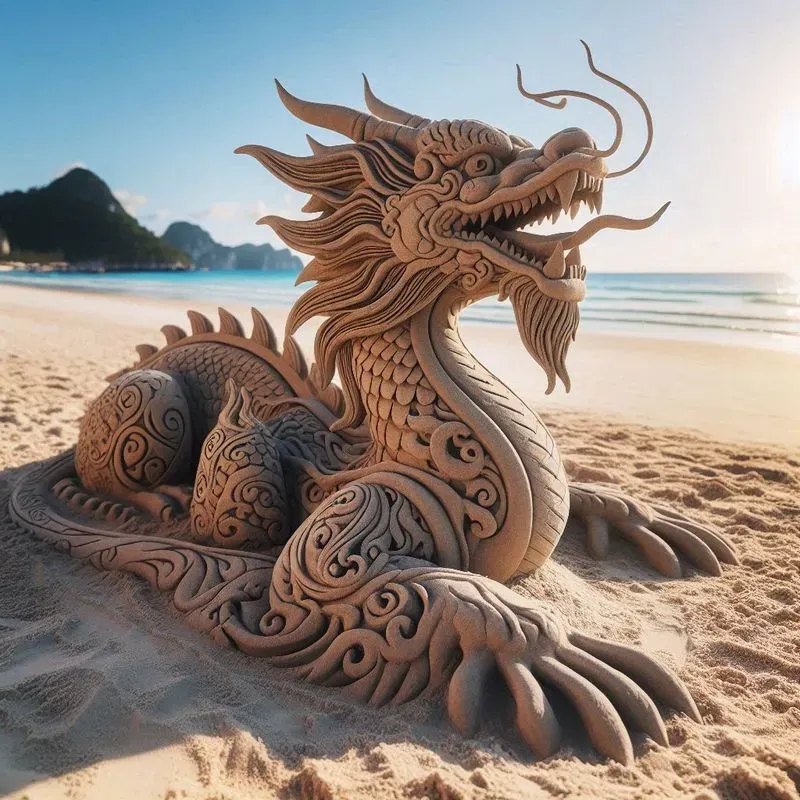 Mythical Sand Sculptures On The Beach