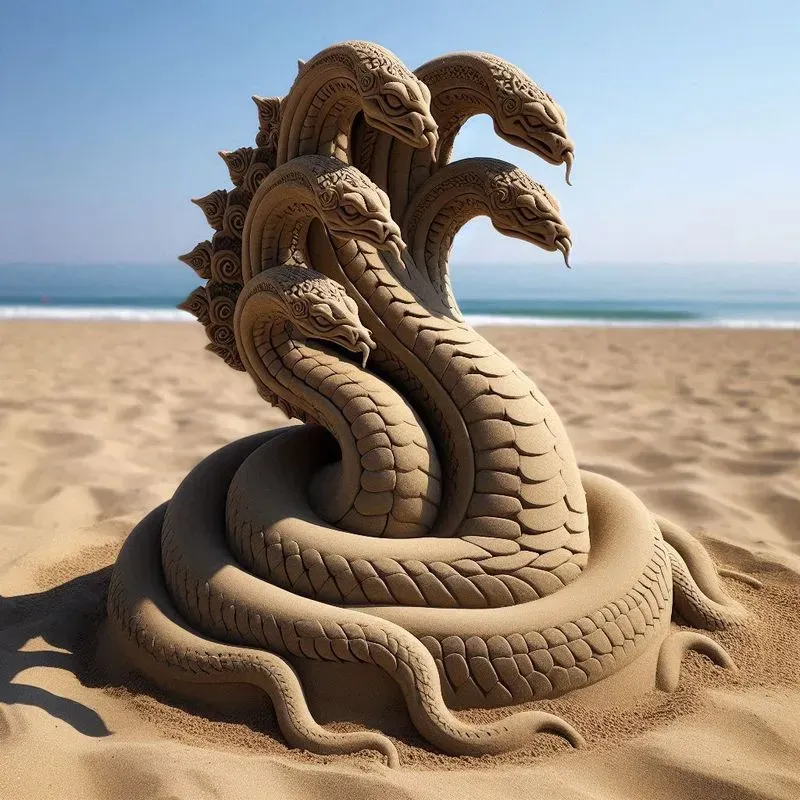 Mythical Sand Sculptures On The Beach