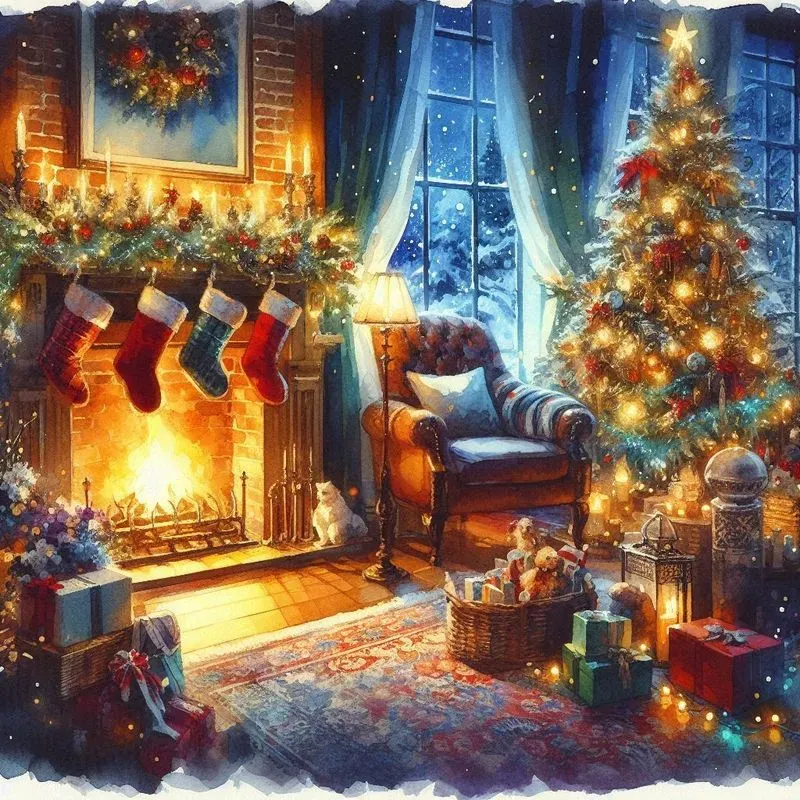 Cozy Watercolor Christmas Scenes