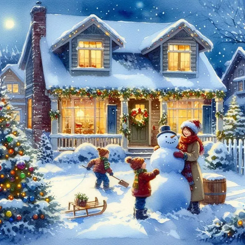 Cozy Watercolor Christmas Scenes