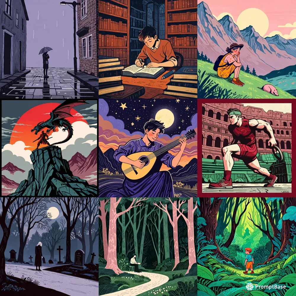 Drawings In Linocut Prints Style