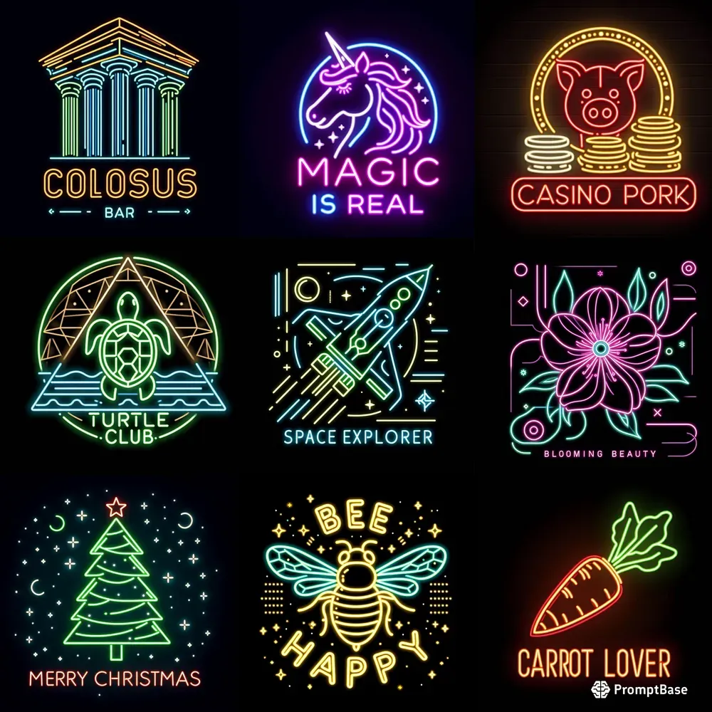 Neon Lighting Logo Text Posters