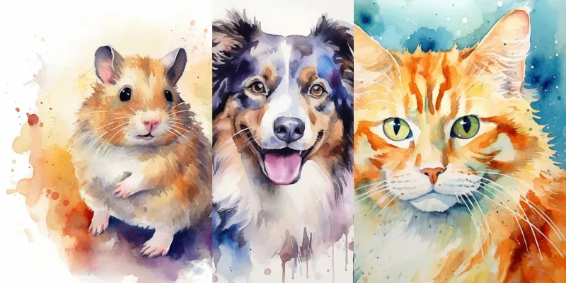 Water Colored Animals generated by undefined