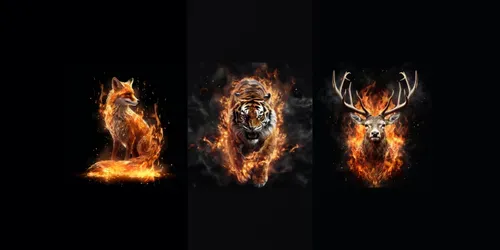 Fire Animals - Portrait generated by midjourney