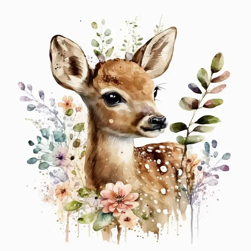Floral Cartoon Animals