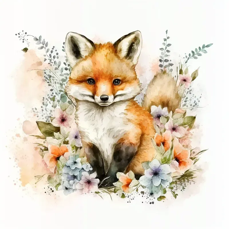 Floral Cartoon Animals