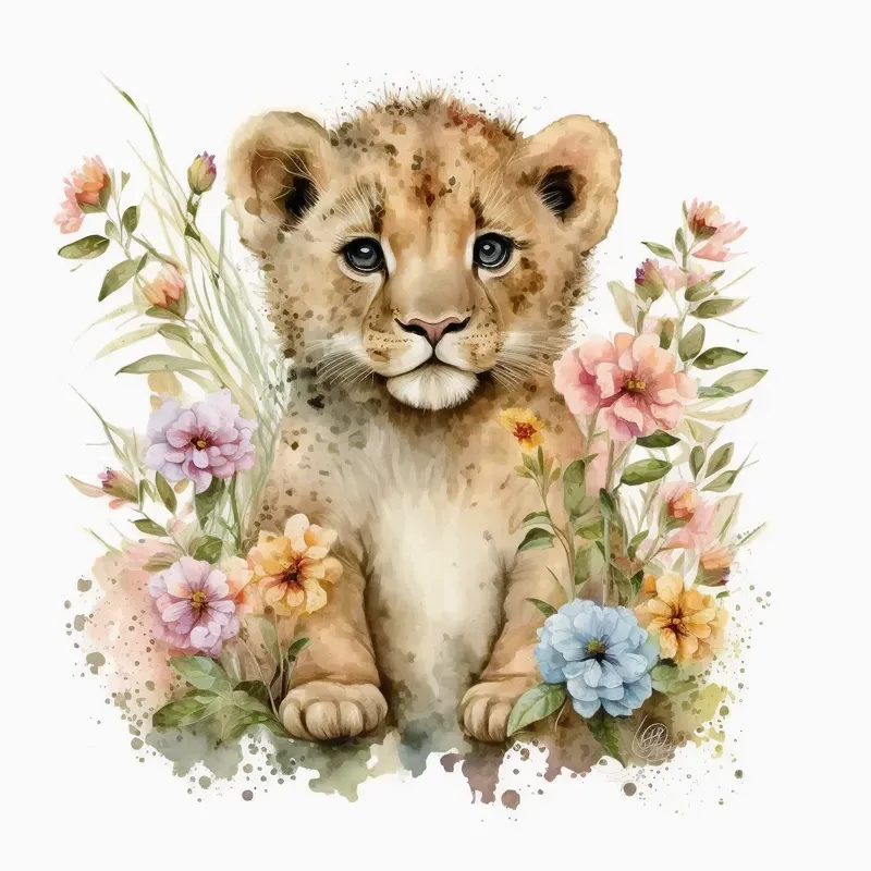 Floral Cartoon Animals