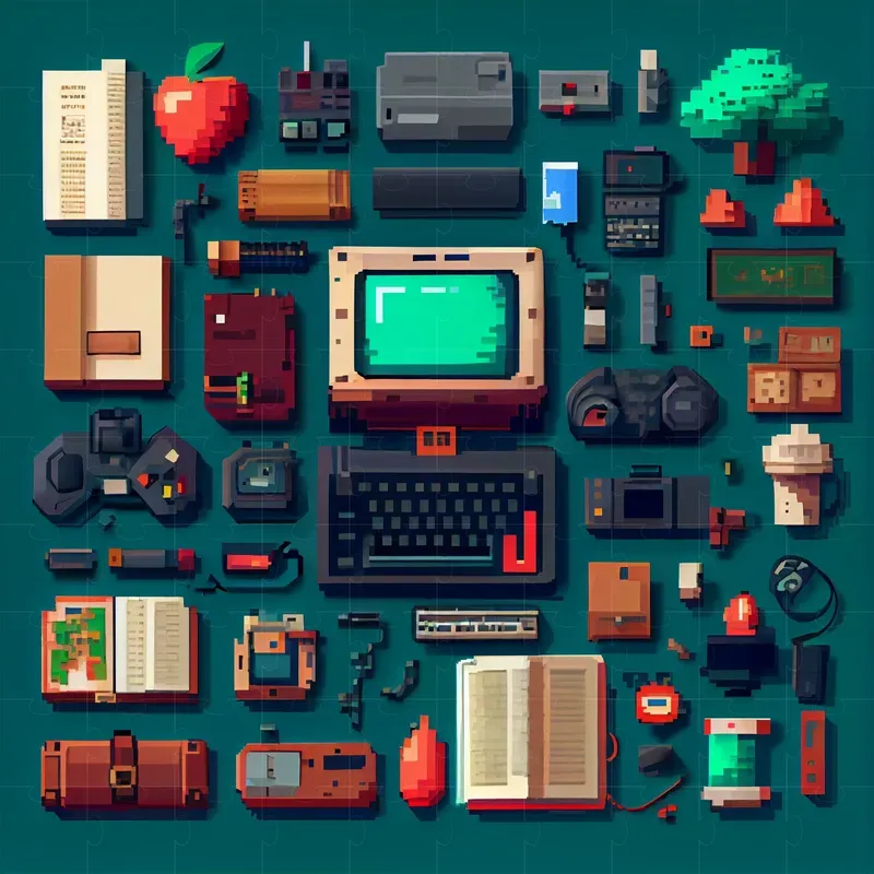 Pixel Art Knolling Items