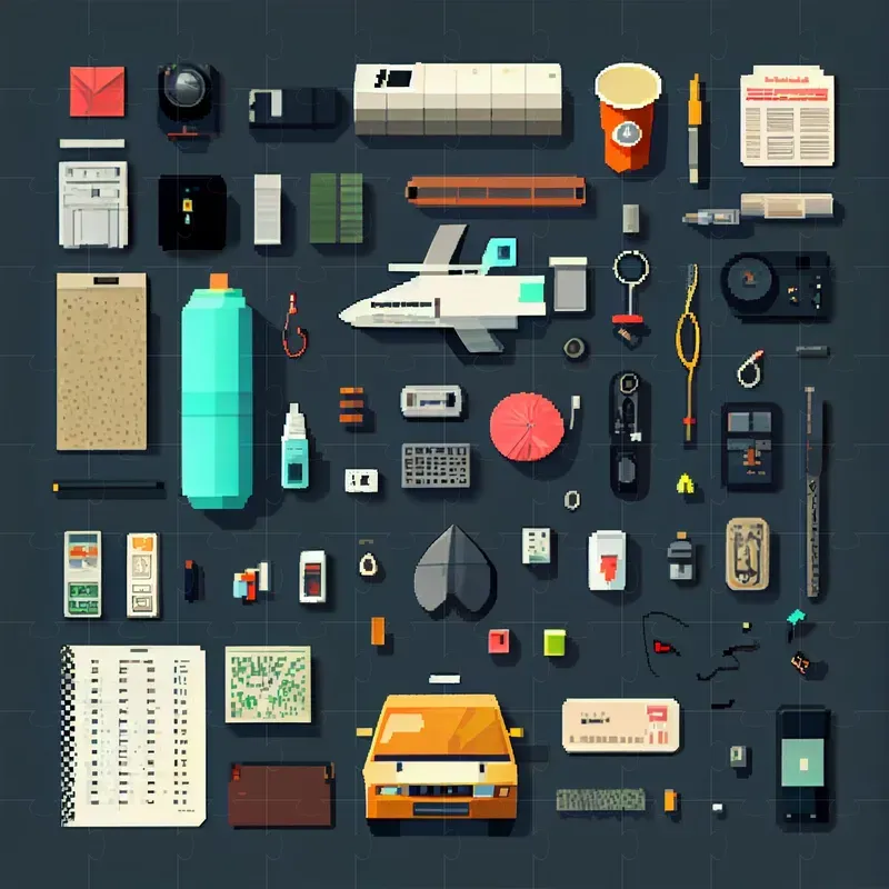 Pixel Art Knolling Items