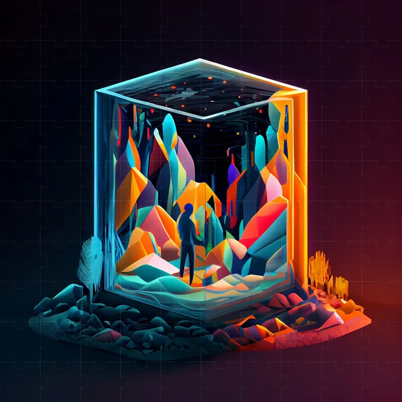 Abstract Isometric Frame Illustrations