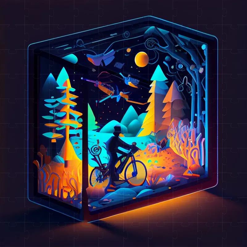 Abstract Isometric Frame Illustrations