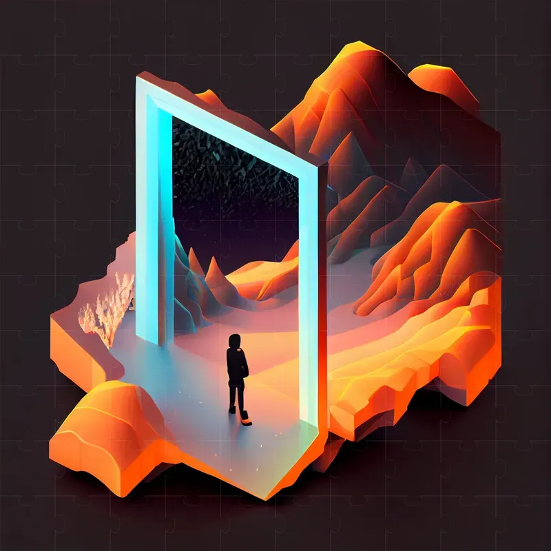 Abstract Isometric Frame Illustrations