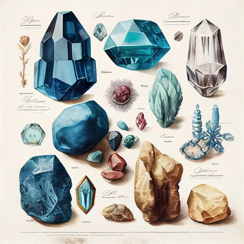Antique Lithographs Of Gemstones Minerals
