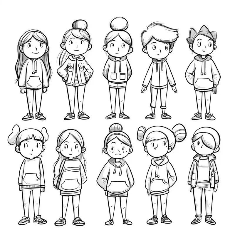 2D Simple Line Multiple Characters