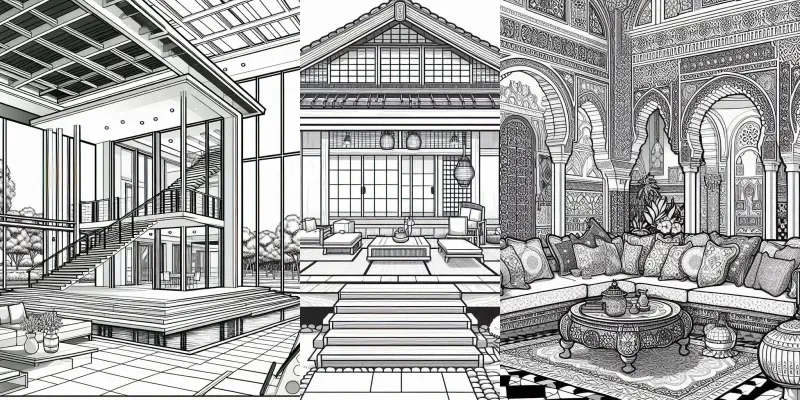 Mansion Coloring Papers generated by undefined