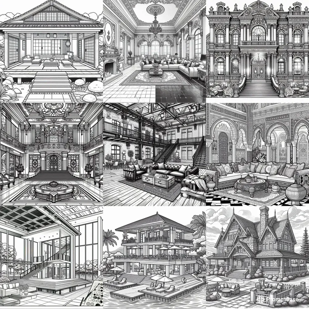 Mansion Coloring Papers