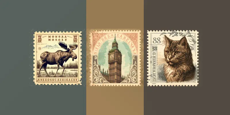 Vintage Postal Stamps generated by undefined