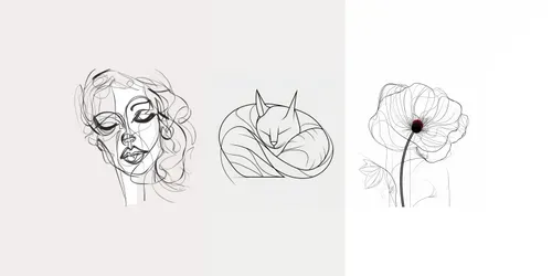 Customizable Continuous Line Art Doodles generated by midjourney