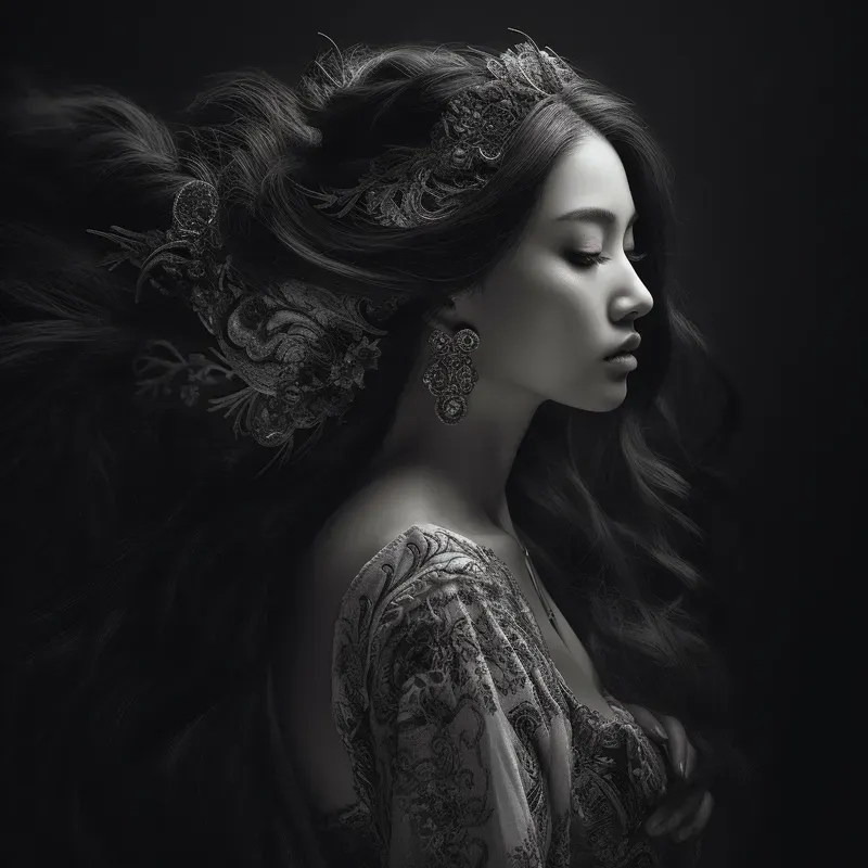 Female Black White Fantasy Portraits