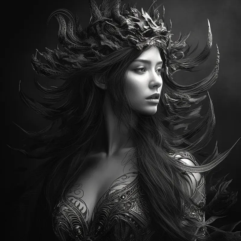 Female Black White Fantasy Portraits