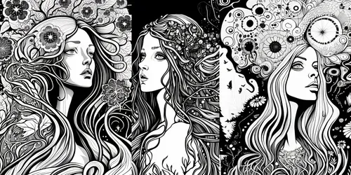 Trippy Psychedelic Adult Coloring Book generated by midjourney