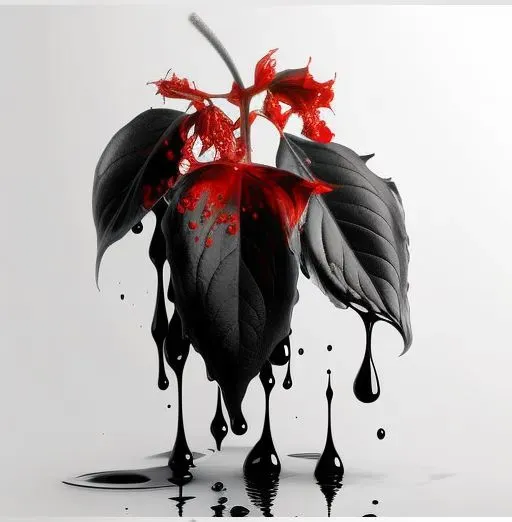 Black And White Flowers With Red Blood Drippings