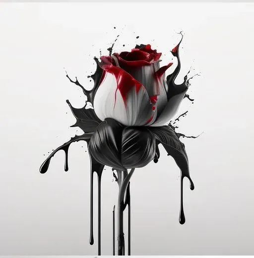 Black And White Flowers With Red Blood Drippings