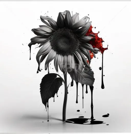 Black And White Flowers With Red Blood Drippings