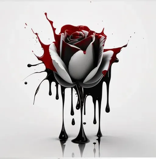 Black And White Flowers With Red Blood Drippings