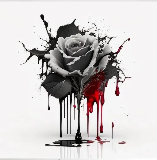 Black And White Flowers With Red Blood Drippings
