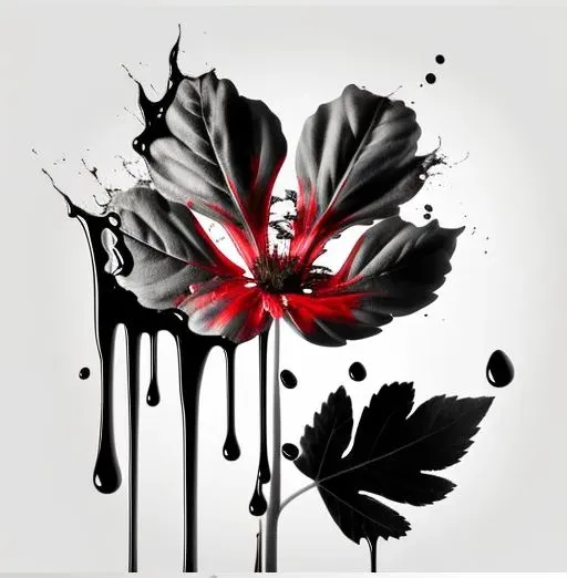 Black And White Flowers With Red Blood Drippings