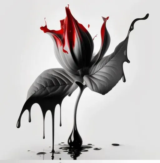 Black And White Flowers With Red Blood Drippings
