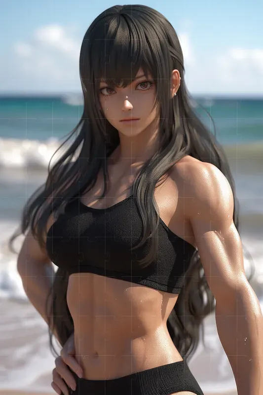 Anime Girls On The Beach 3D Portraits