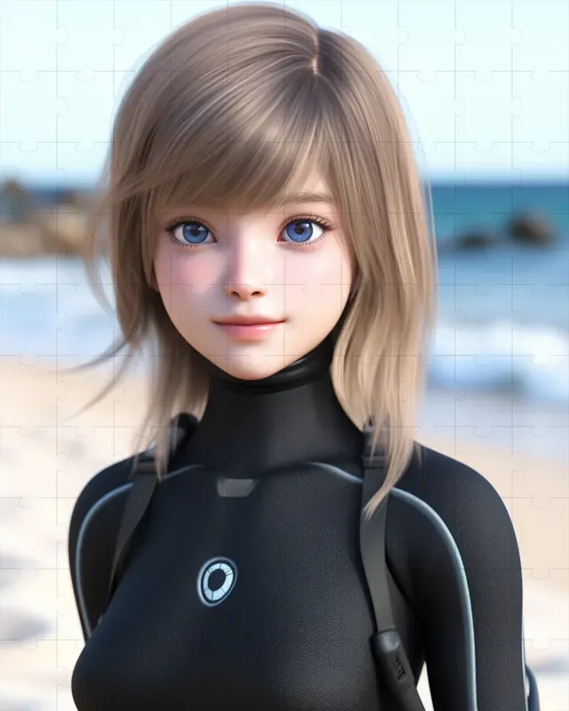 Anime Girls On The Beach 3D Portraits