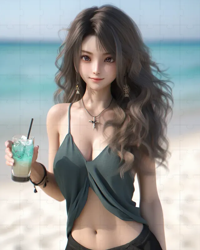 Anime Girls On The Beach 3D Portraits