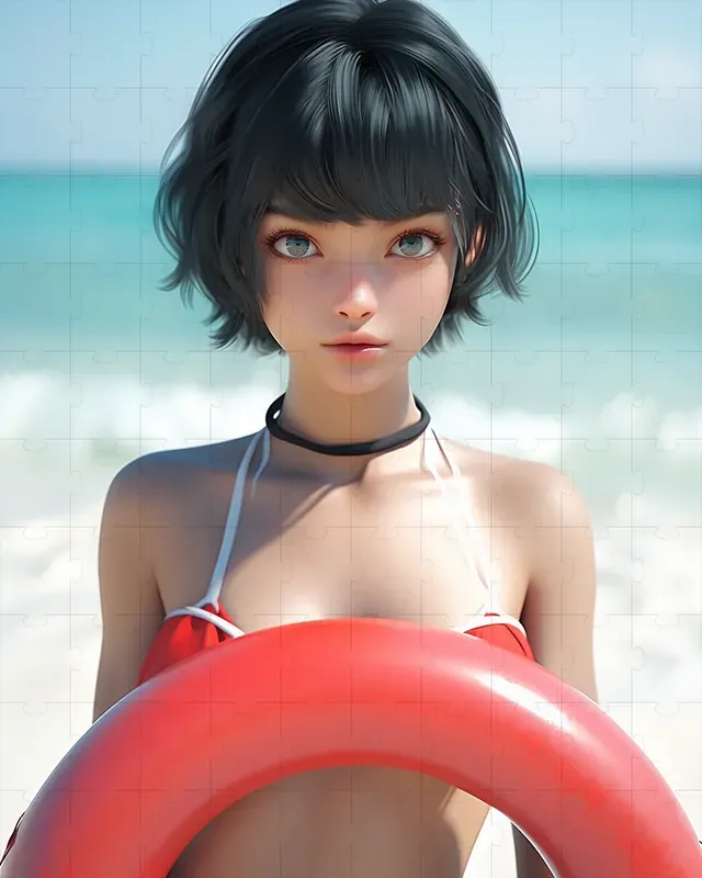 Anime Girls On The Beach 3D Portraits
