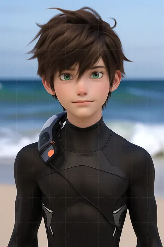 Anime Boys On The Beach 3D Portraits