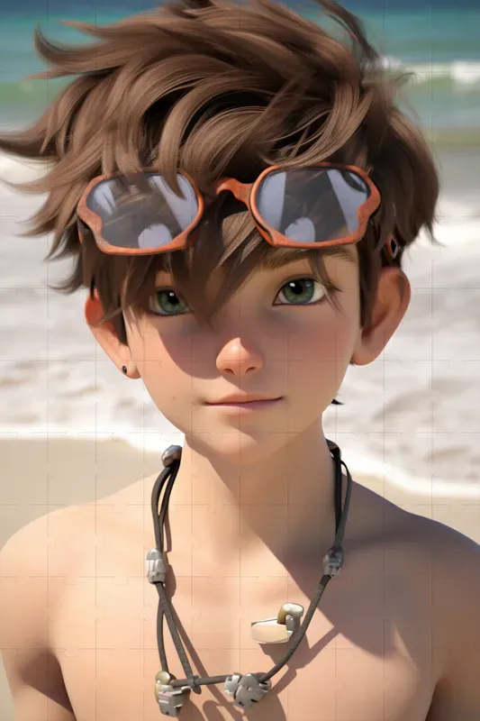 Anime Boys On The Beach 3D Portraits