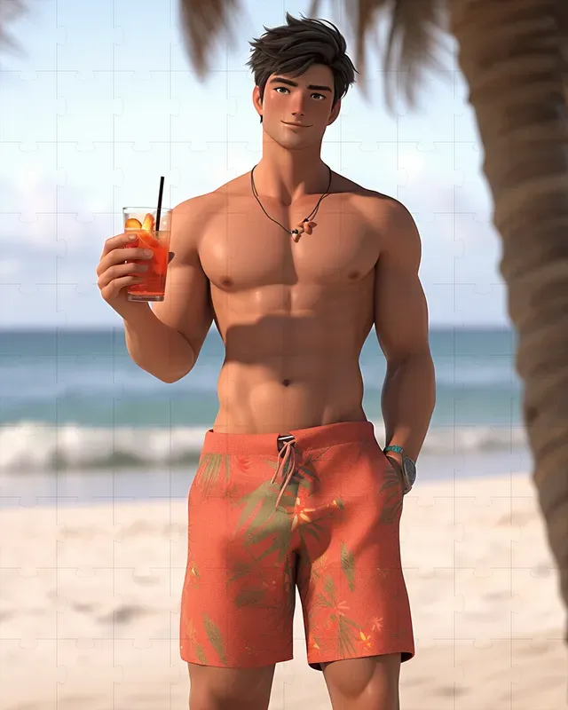 Anime Boys On The Beach 3D Portraits