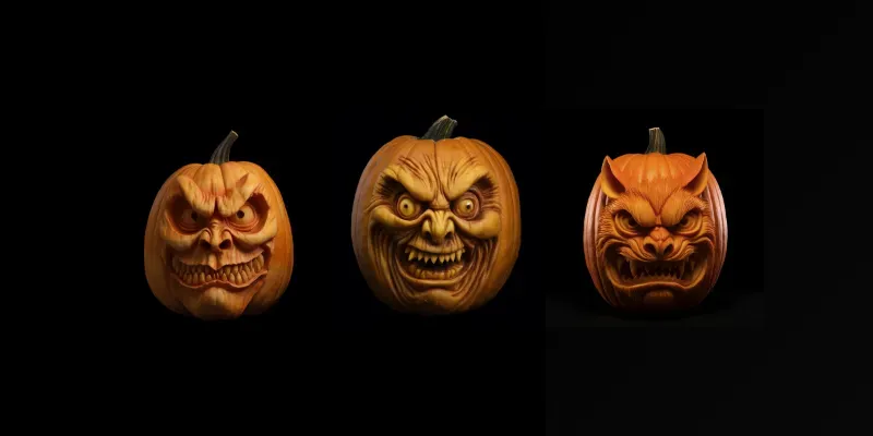 Carved Pumpkin Heads Award Winning Artworks generated by undefined
