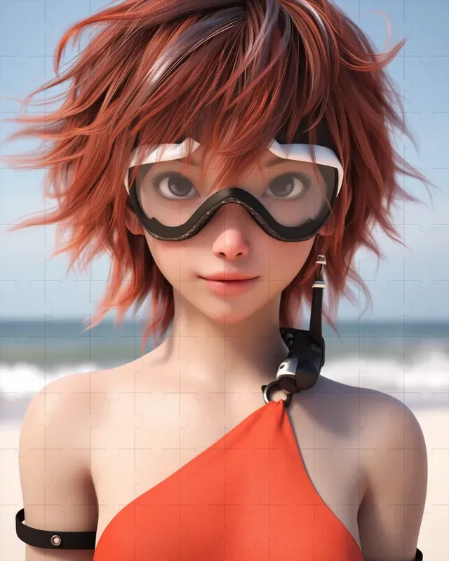 Anime Girls On The Beach 3D Portraits