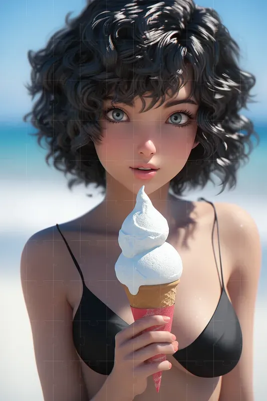 Anime Girls On The Beach 3D Portraits