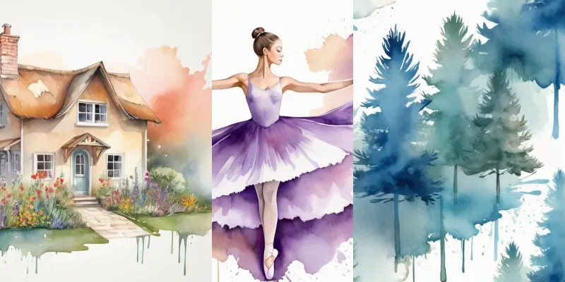 Unfinished Watercolor Illustrations generated by undefined
