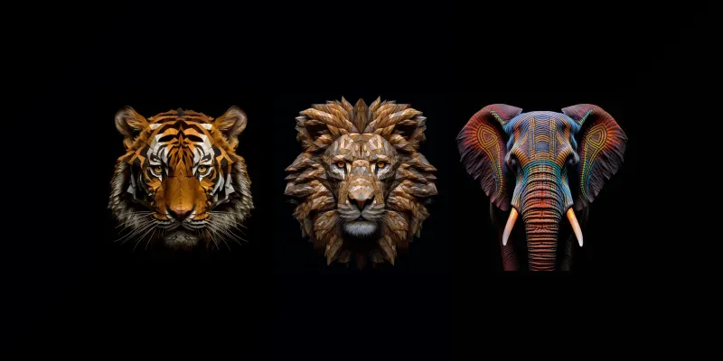 Animal Faces 3D In Macro Geometric Splendors generated by undefined