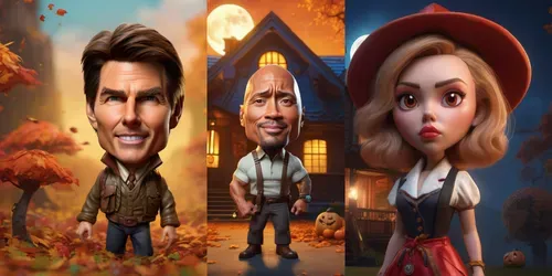 Halloween Theme Chibi Style Celebrities generated by stable-diffusion