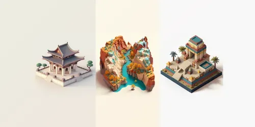 Customizable Isometric Beautiful Scenes generated by midjourney